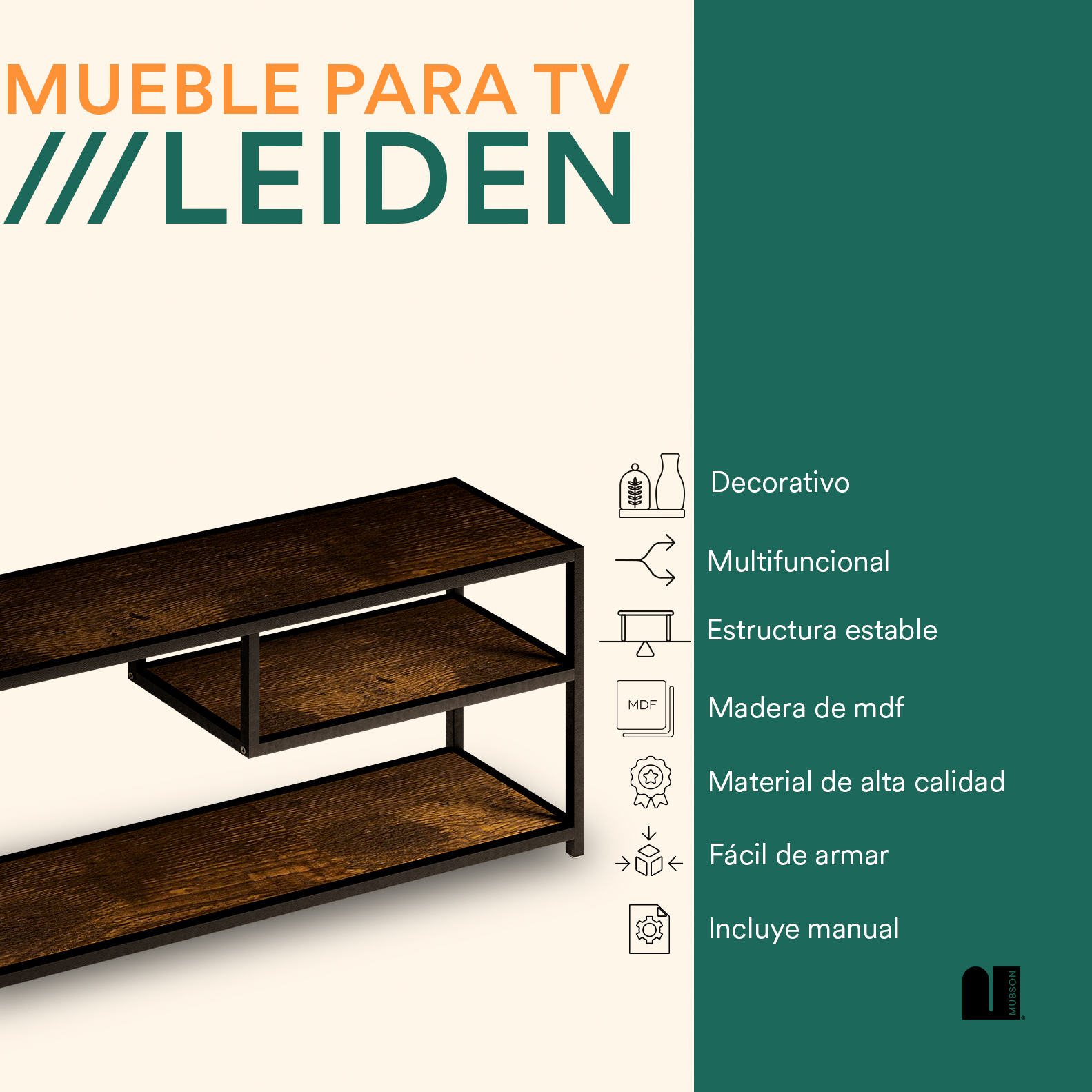 Foto 3 pulgar | Mueble para Tv Mubson Centro de Entretenimiento Leiden