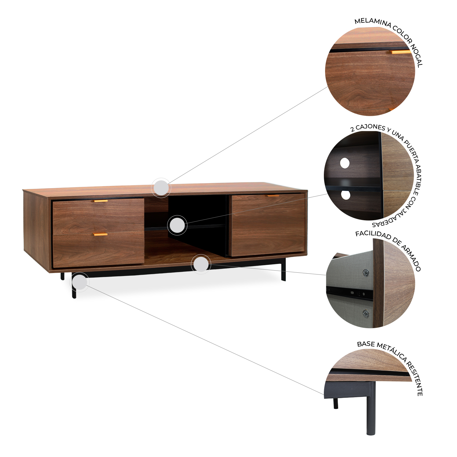 Foto 6 pulgar | Mueble para Tv Portofino Mundo In Nogal