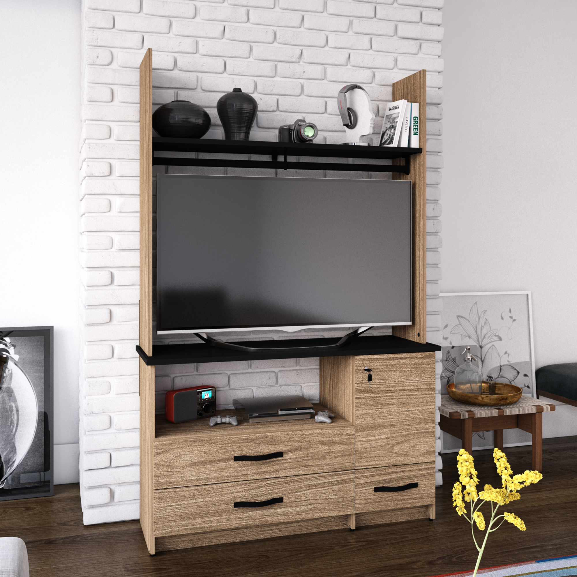 Foto 4 | Mueble para Tv Playcon 118 x 191 cm Texturizado Roble