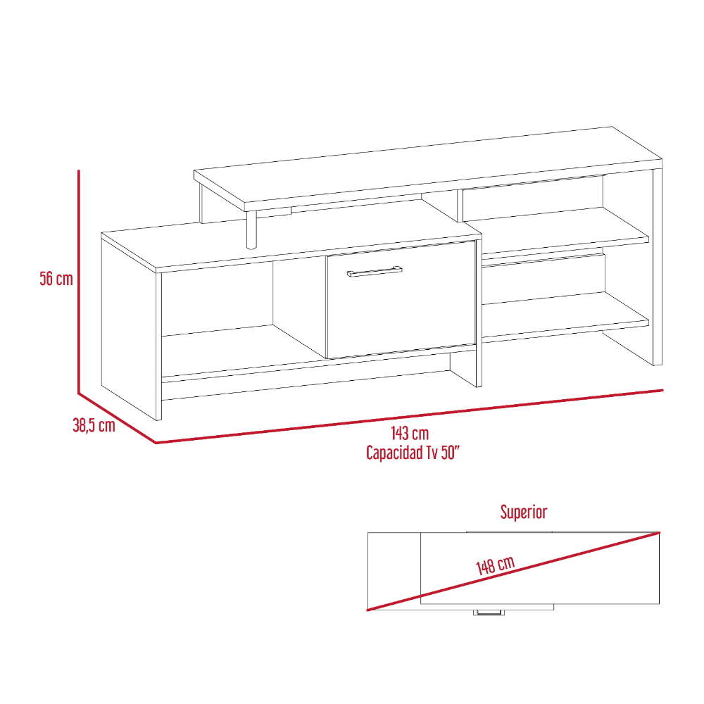 Foto 7 | Mesa Para Tv Eva Con Capacidad Para Tv De 49'', Color Wengue