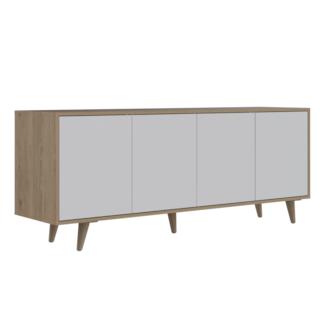 Foto 5 | Mesa Para Tv Burdeos, Blanco Vainilla Y Beige, 4 Puertas Batientes