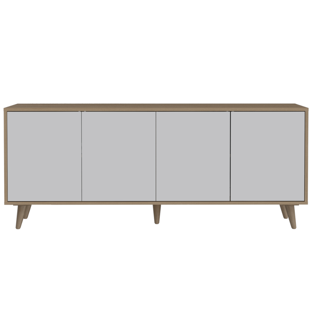 Foto 6 | Mesa Para Tv Burdeos, Blanco Vainilla Y Beige, 4 Puertas Batientes