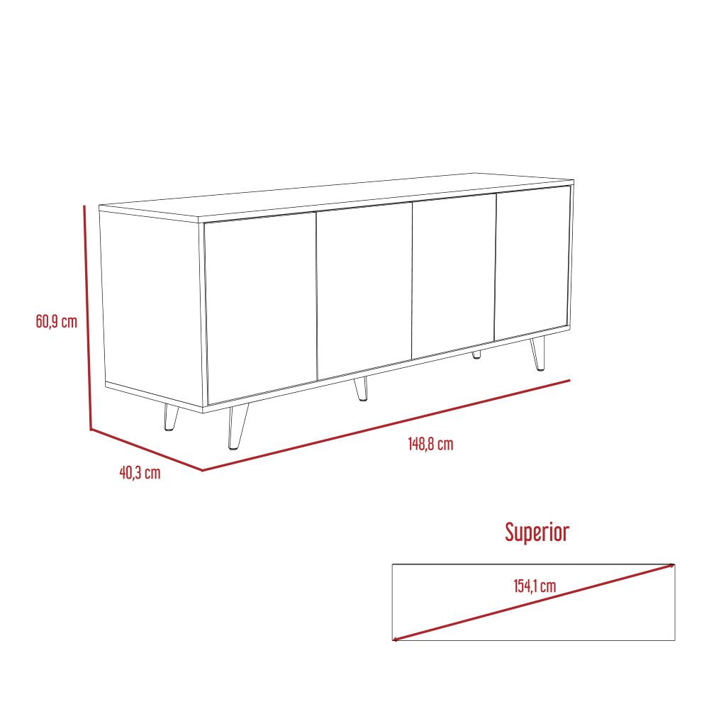 Foto 7 | Mesa Para Tv Burdeos, Blanco Vainilla Y Beige, 4 Puertas Batientes