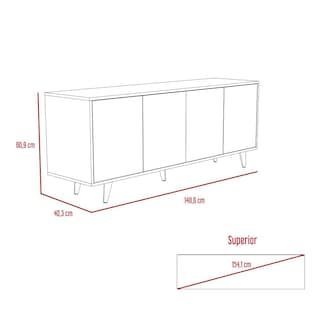 Foto 7 | Mesa Para Tv Burdeos, Blanco Vainilla Y Beige, 4 Puertas Batientes