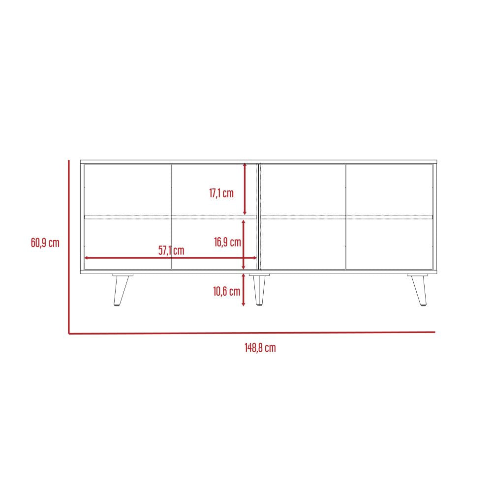 Foto 9 pulgar | Mesa Para Tv Burdeos, Blanco Vainilla Y Beige, 4 Puertas Batientes