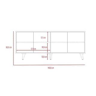 Foto 8 | Mesa Para Tv Burdeos, Blanco Vainilla Y Beige, 4 Puertas Batientes