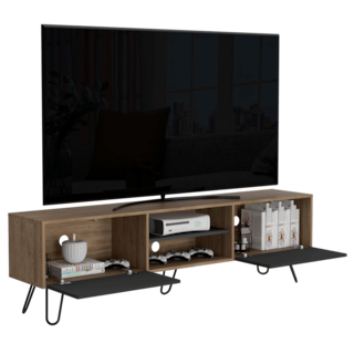 Foto 3 | Mesa Lara Para Tv De 70'', Color Miel Y Plata Oscuro