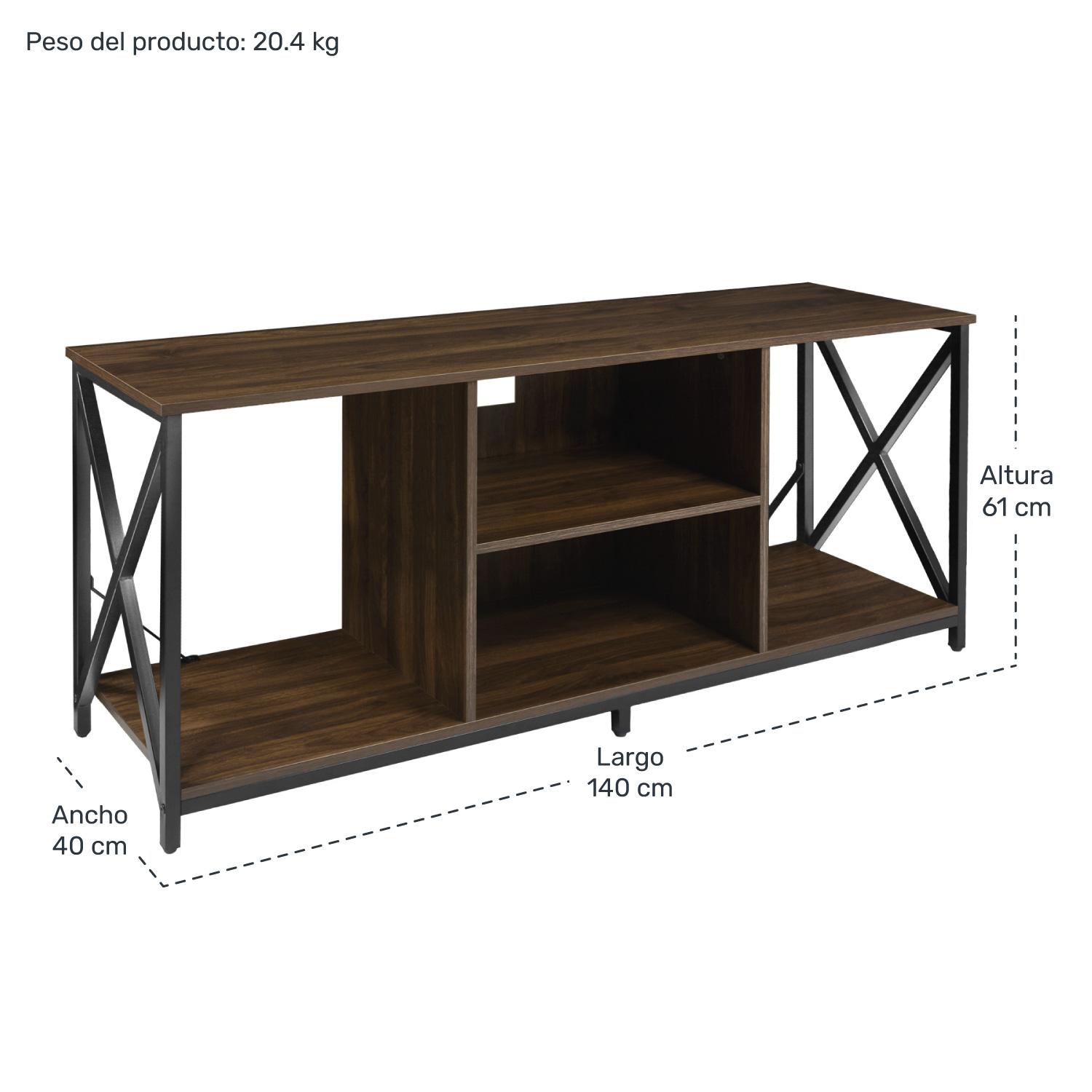 Foto 7 pulgar | Mueble Mesa de Tv 60  Rack & Pack 1.40m 3 Niveles Café