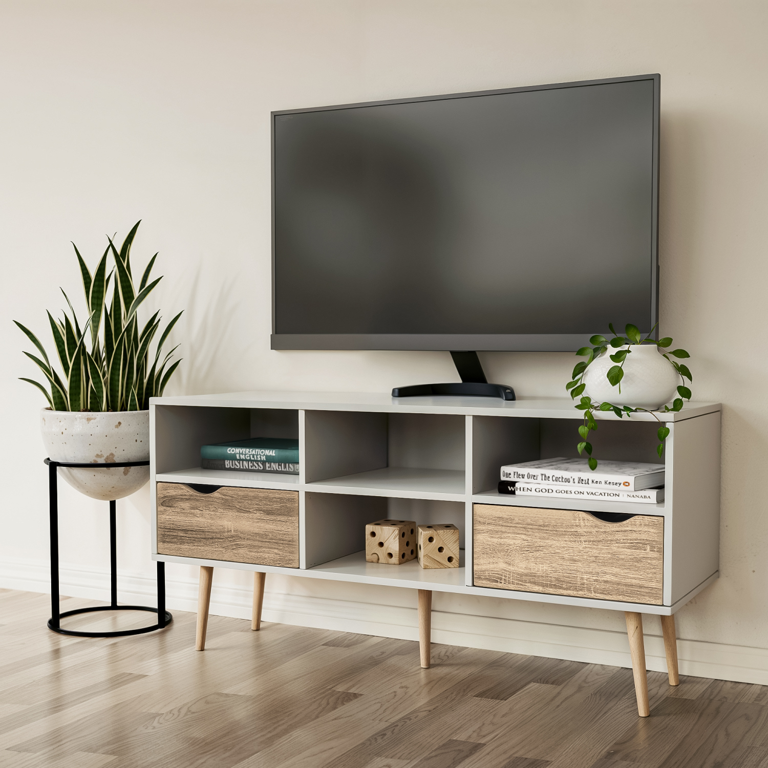 Foto 5 | Mueble de Tv Nórdico Top Living Bolonia Blanco y Marrón