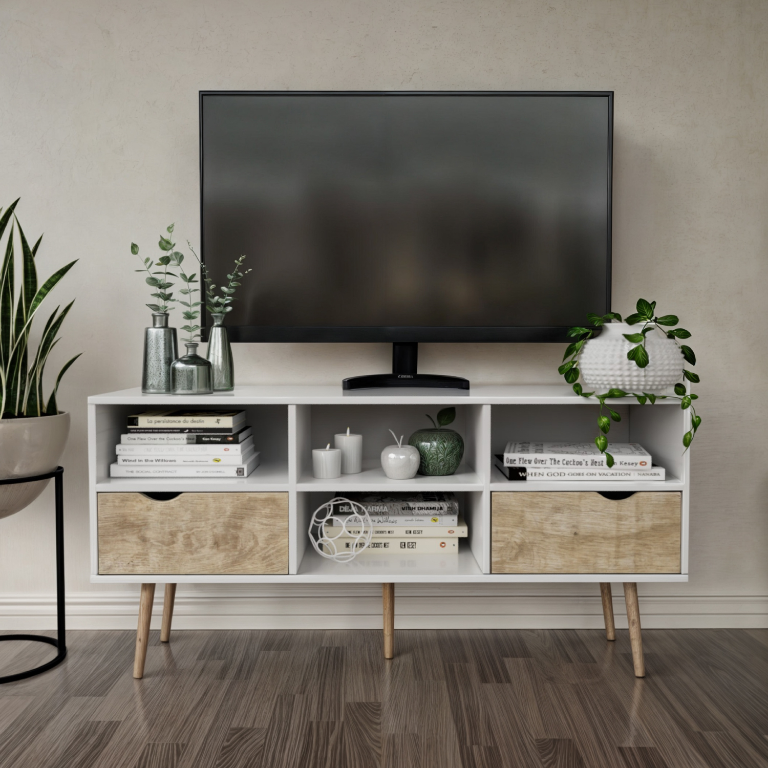 Foto 8 | Mueble de Tv Nórdico Top Living Bolonia Blanco y Marrón