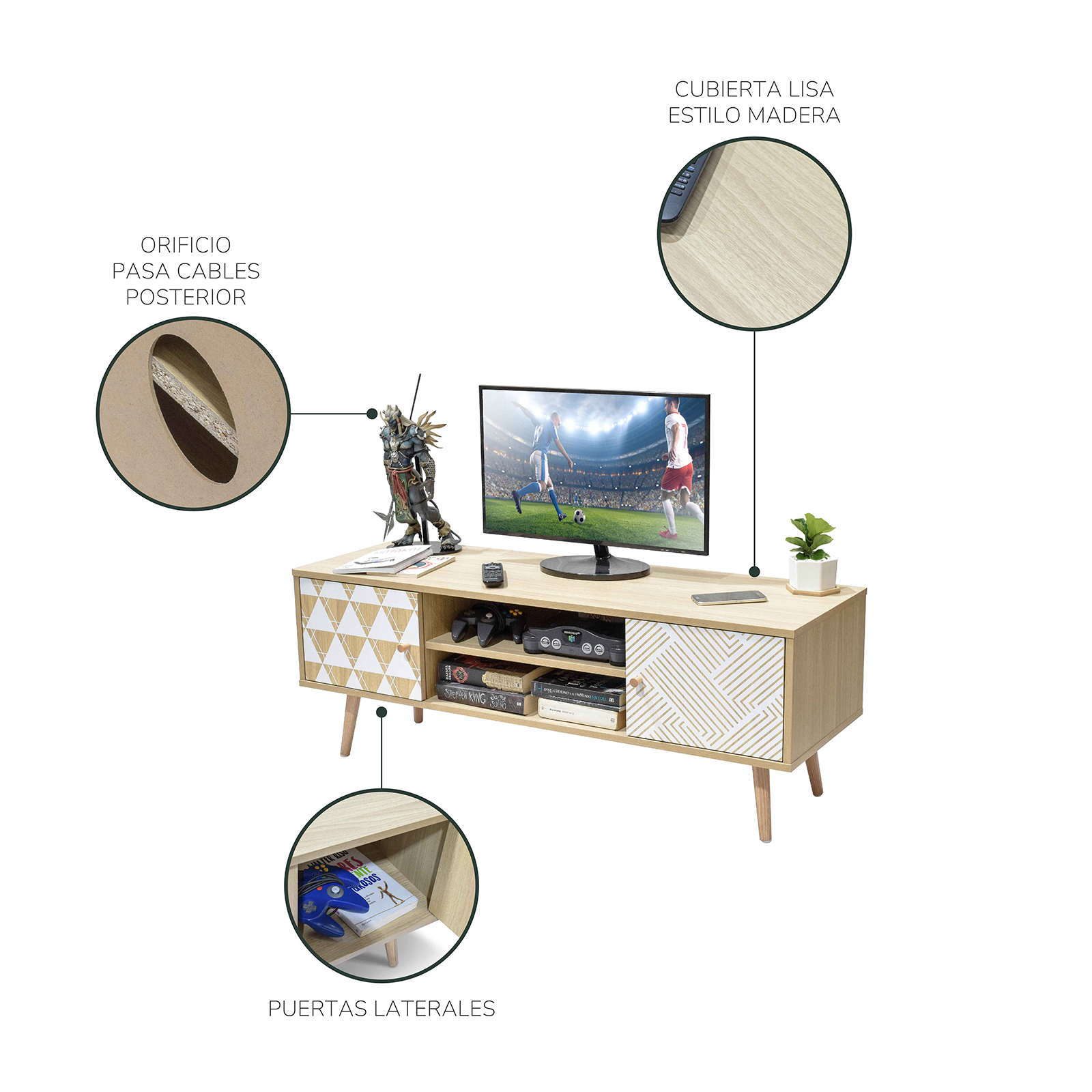 Foto 4 | Mueble De Tv Top Living Corintio Marrón Y Blanco