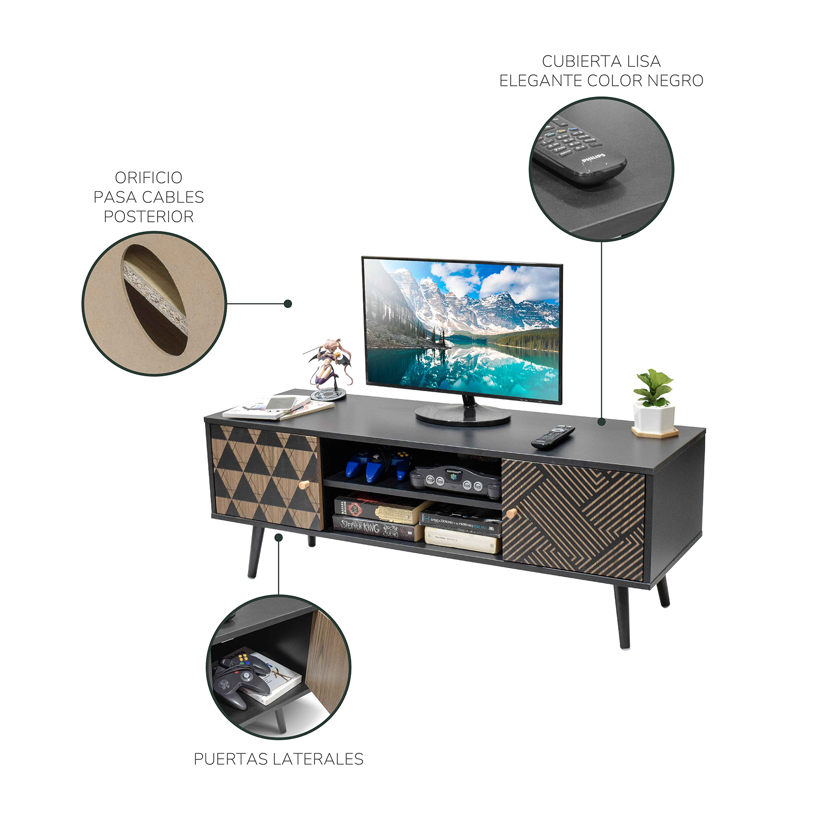 Foto 4 pulgar | Mueble De Tv Top Living Corintio-n Negro