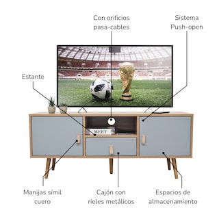 Foto 4 | Mueble De Tv Top Living Pompei Gris Y Marrón