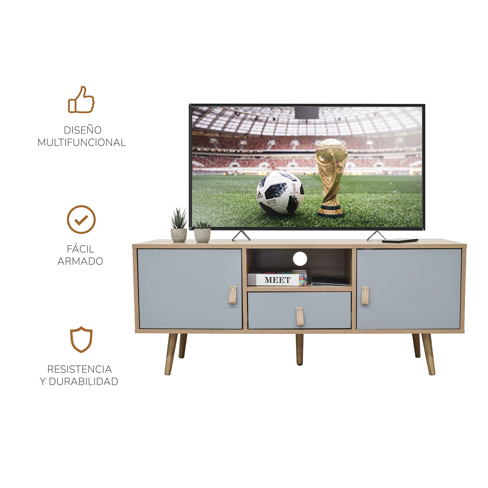 Foto 5 | Mueble De Tv Top Living Pompei Gris Y Marrón