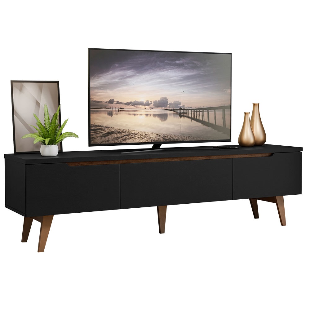 Mueble Para Tv Hasta 75 Pulgadas 2 Puertas 1 Cajón Negro Reims Madesa $3,599