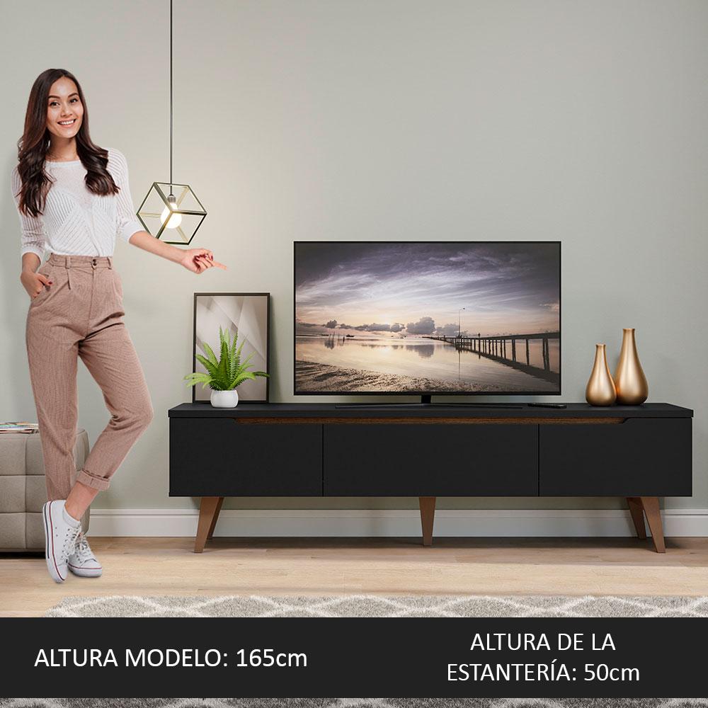 Foto 6 pulgar | Mueble Para Tv Hasta 75 Pulgadas 2 Puertas 1 Cajón Negro Reims Madesa