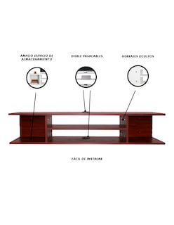 Foto 6 | Repisa Flotante para TV con Entrepaños Café