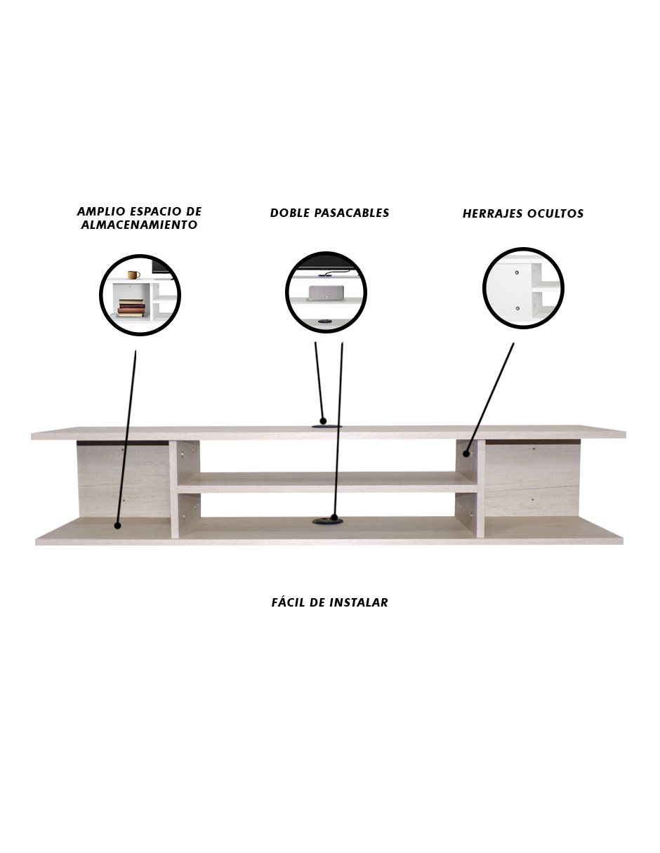 Foto 6 | Repisa Flotante para TV con Amplio Espacio Blanca