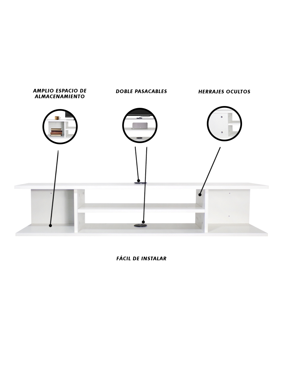 Foto 6 | Repisa Flotante para TV con Amplio Espacio Blanca