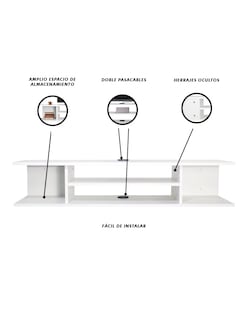 Foto 6 | Repisa Flotante para TV con Amplio Espacio Blanca