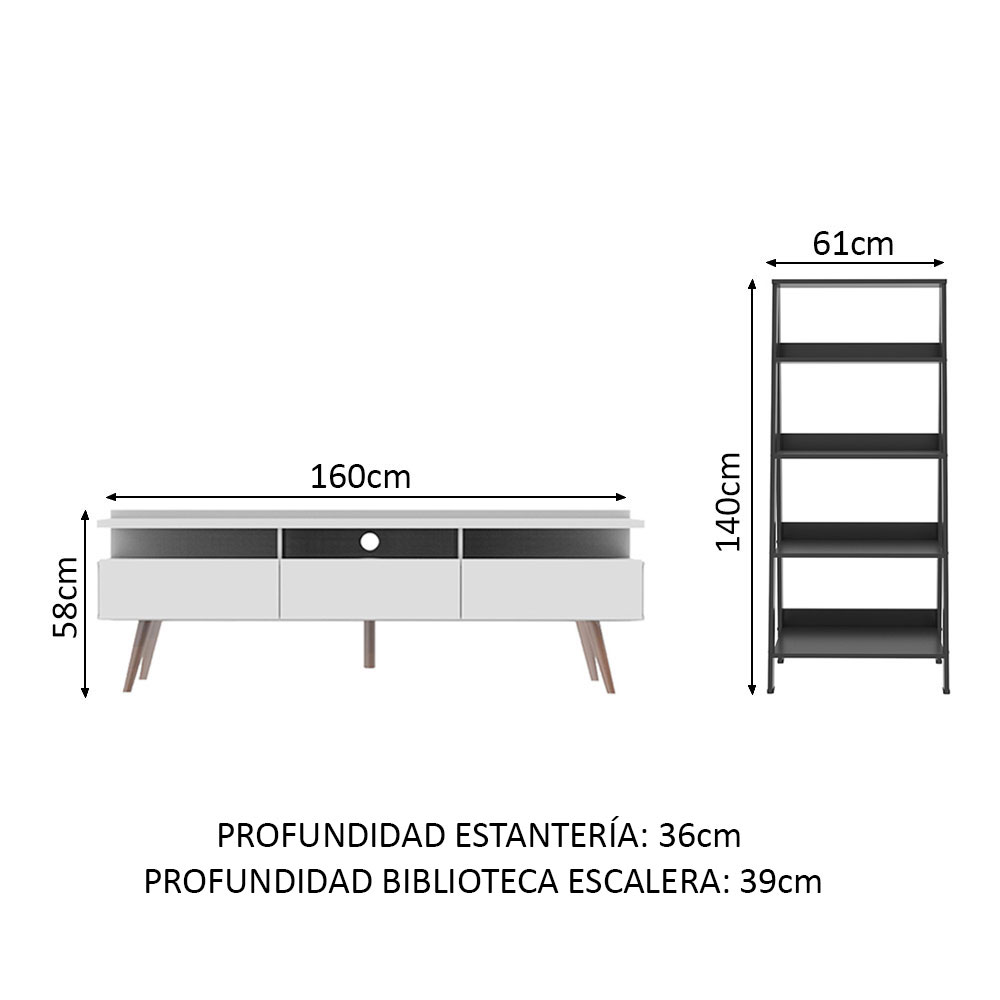 Foto 6 pulgar | Mueble para TV + Estante Escalera Londres Madesa hasta 65"