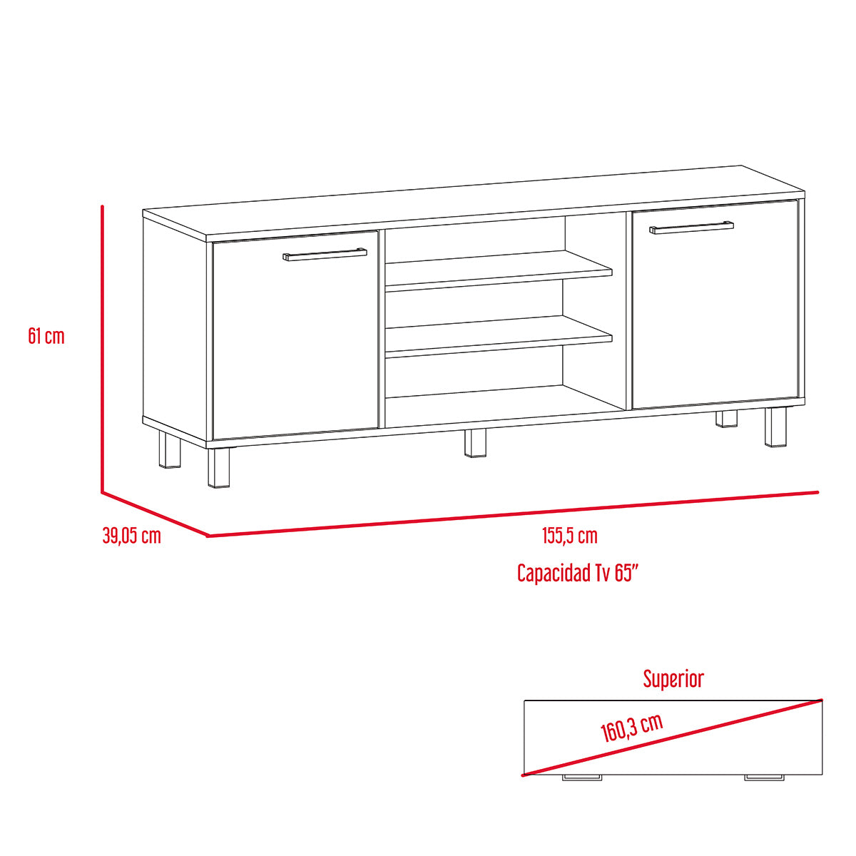 Foto 7 pulgar | Rack Tv Kaia para Pantallas De Hasta 60'' Con 2 Puertas