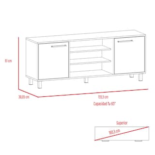 Foto 6 | Rack Tv Kaia para Pantallas De Hasta 60'' Con 2 Puertas