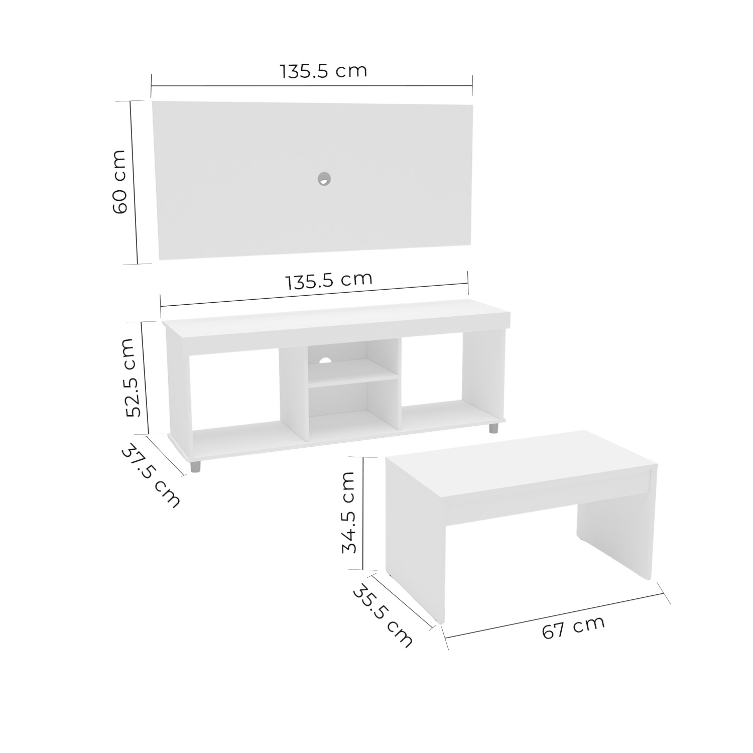 Foto 5 | Set Mesa de Centro y Mesa Tv Mundo In Blanco