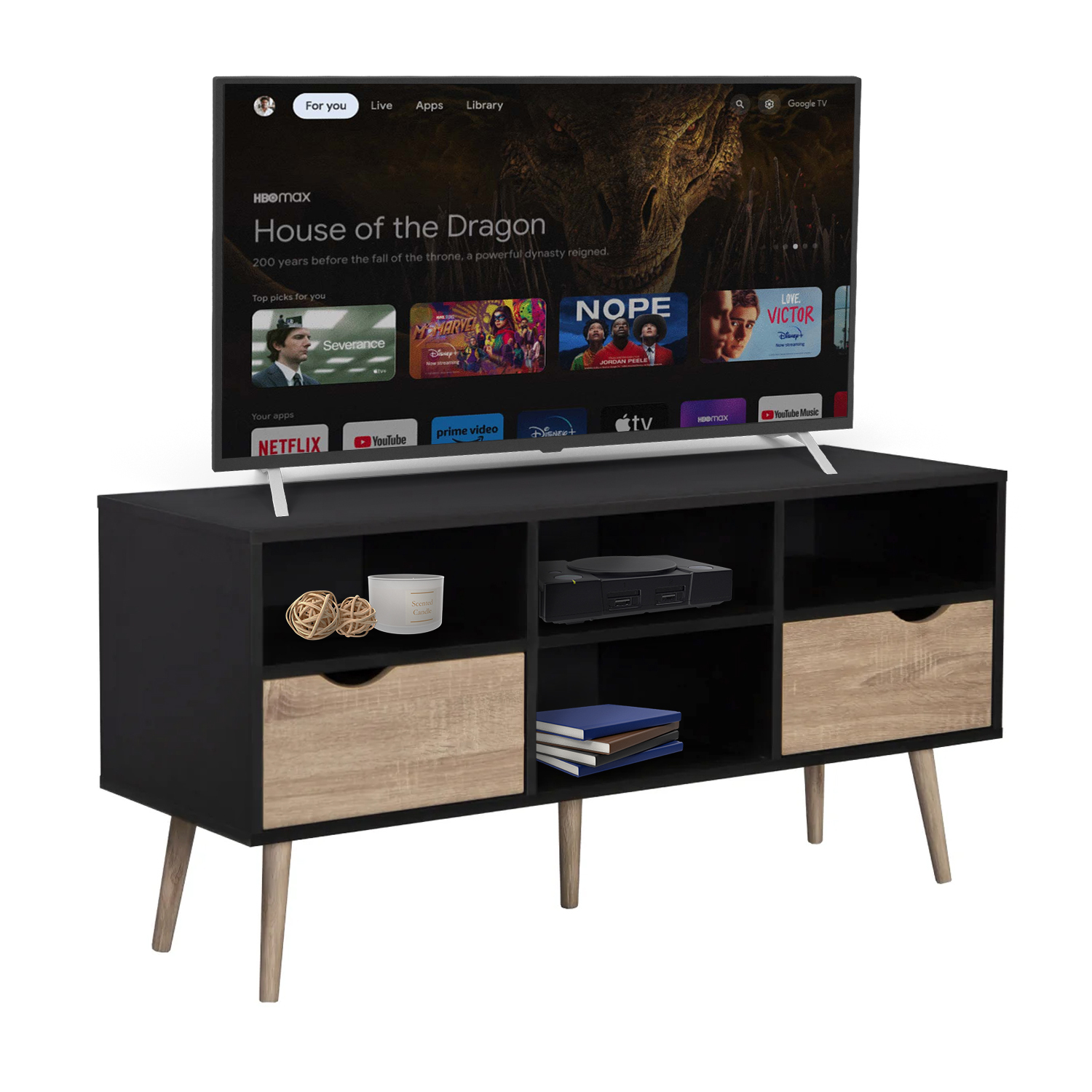 Mueble De Tv Top Living Bolonia Black Nórdico Negro