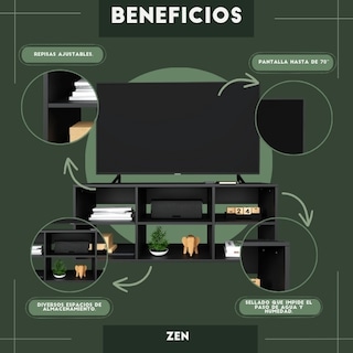 Foto 5 | Mueble de Tv Zen Moru Negro