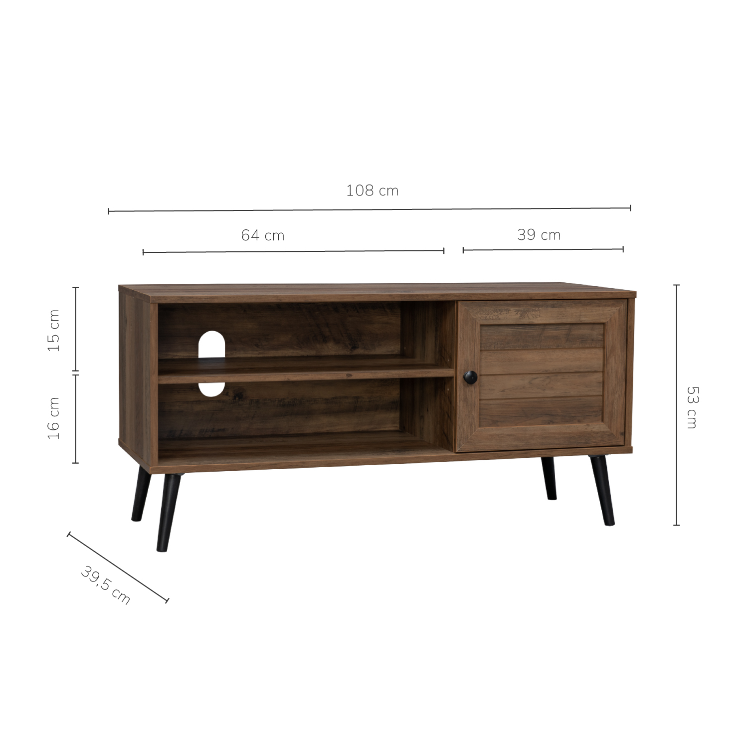 Foto 5 pulgar | Mueble De Tv Top Living Tucca-m Con Estantes Y Puerta Café Oscuro