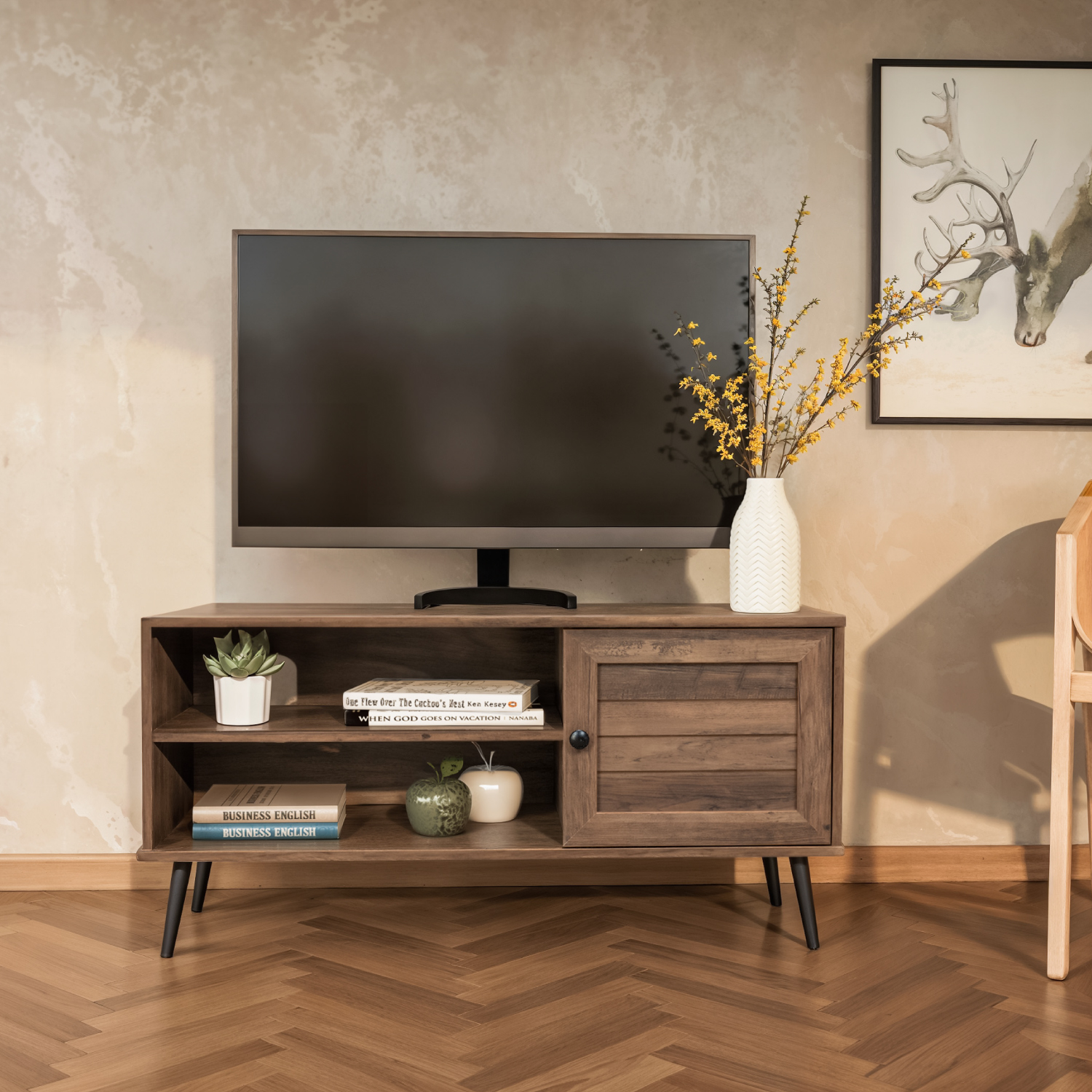 Foto 9 pulgar | Mueble De Tv Top Living Tucca-m Con Estantes Y Puerta Café Oscuro