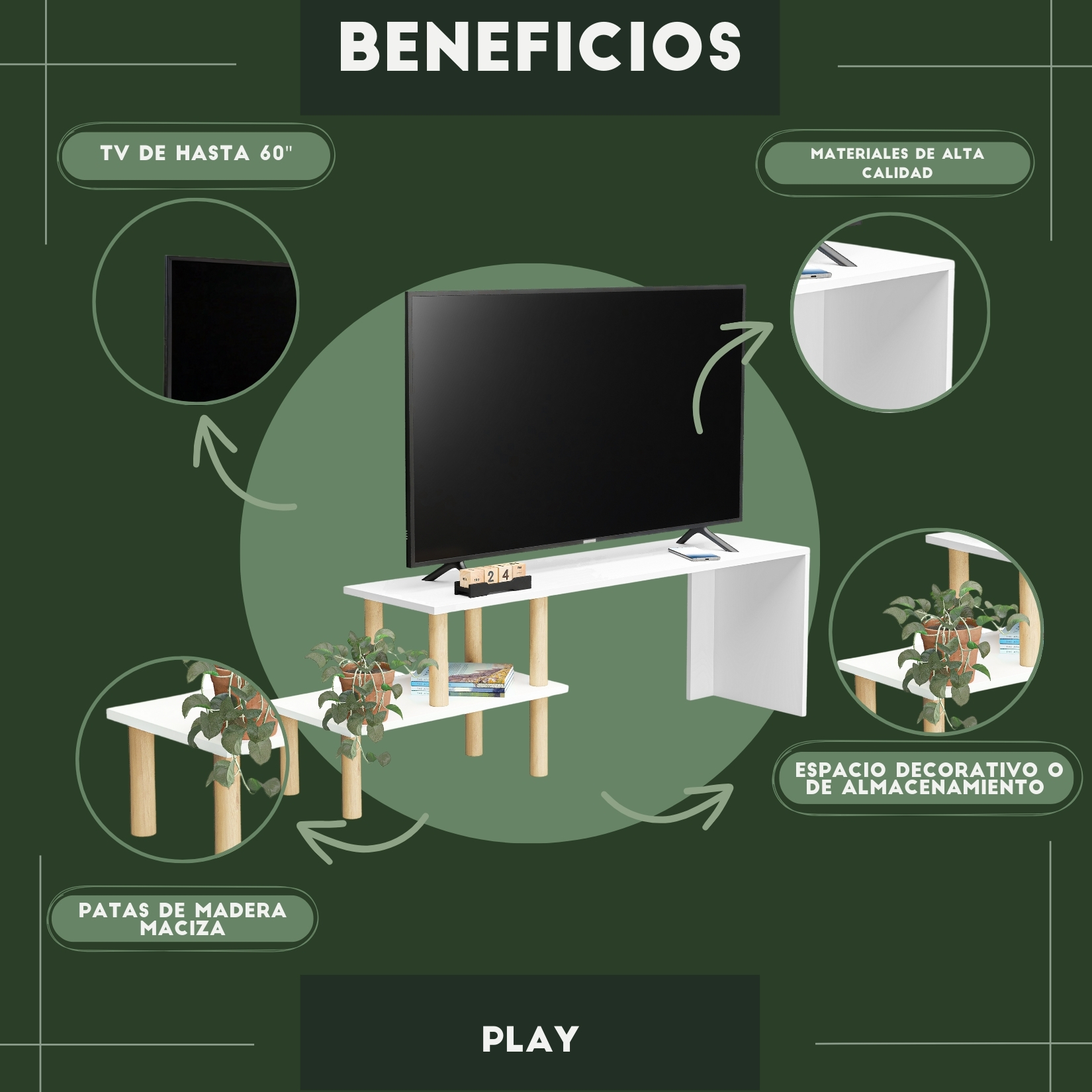 Foto 6 pulgar | Mueble de Tv Moru Play Blanco