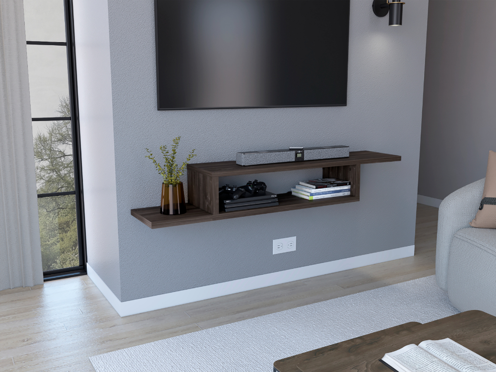 Mesa Para Tv Flotante Dilix, Avellana, Con Superficie Para Objetos Decorativos