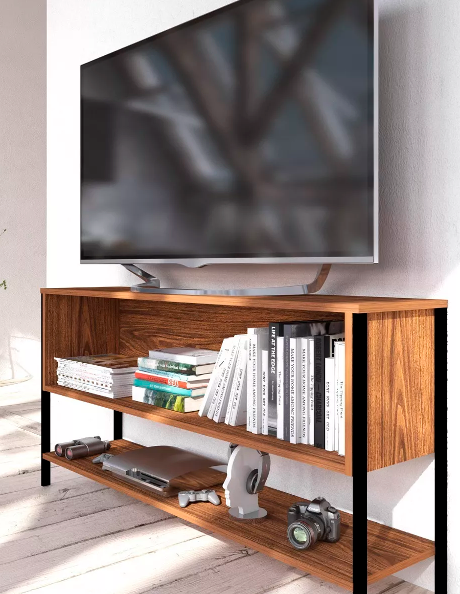 Foto 4 pulgar | Mueble Para Tv De 50 Pulgadas  Con Estante Organizador De 3 Niveles Café Bluelander
