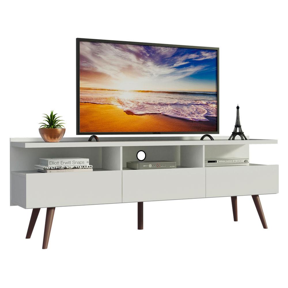 Mueble Para Tv Hasta 65 Pulgadas Madesa Londres Con Patas Retro Blanco