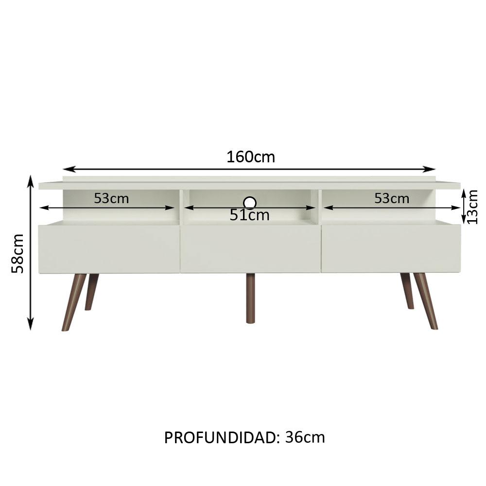 Foto 3 pulgar | Mueble Para Tv Hasta 65 Pulgadas Madesa Londres Con Patas Retro Blanco