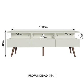 Foto 2 | Mueble Para Tv Hasta 65 Pulgadas Madesa Londres Con Patas Retro Blanco