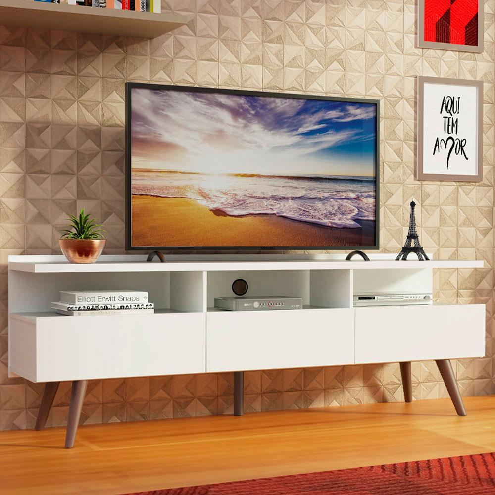 Foto 7 pulgar | Mueble Para Tv Hasta 65 Pulgadas Madesa Londres Con Patas Retro Blanco