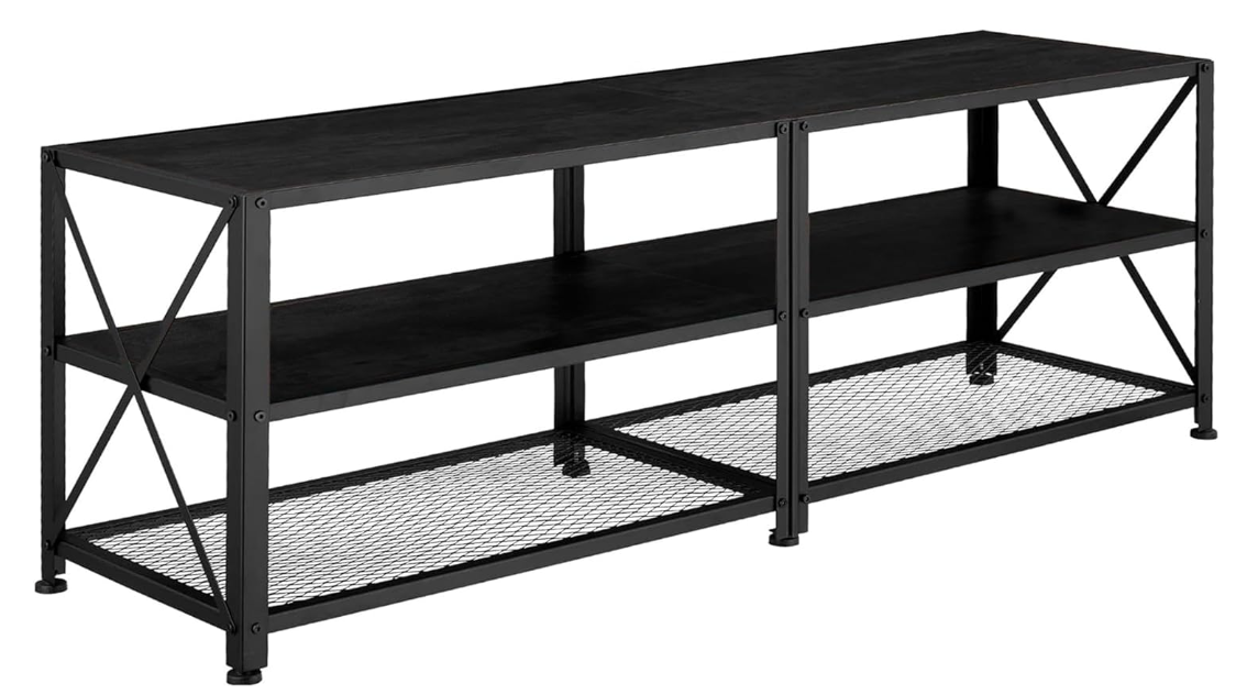 Mueble para Tv De 60 Pulgadas Bluelander con Estante Organizador de 3 Niveles Negro