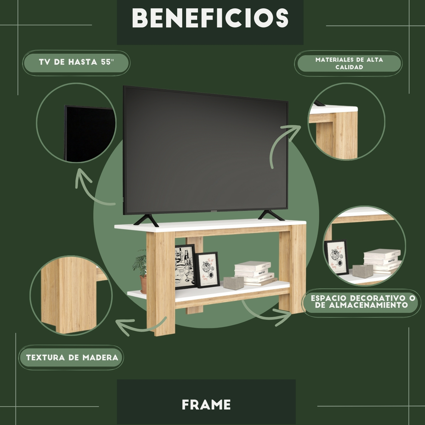 Foto 6 pulgar | Mueble de Tv Frame Moru Blanco