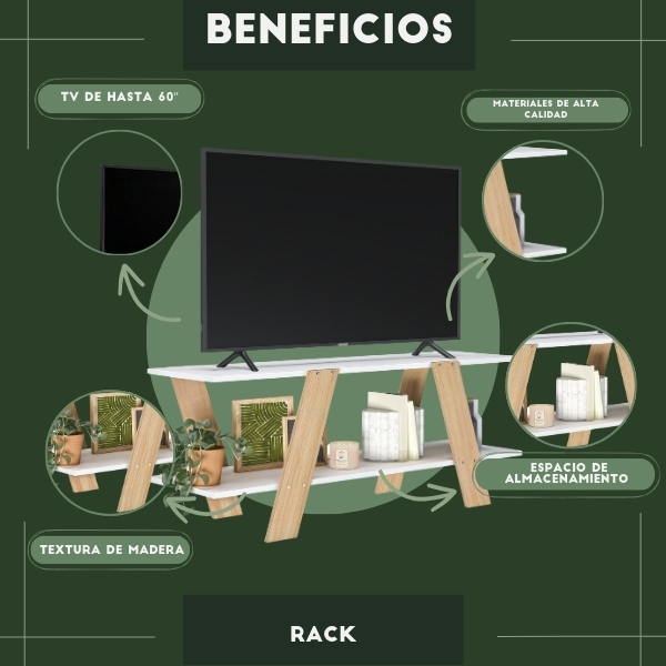 Foto 6 pulgar | Mueble de Tv Rack Moru Blanco