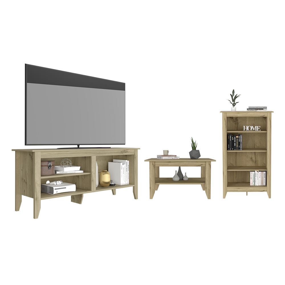 Combo Siruel Incluye Librero Bajo, Mesa de Centro y Rack Para Tv Virtual Muebles
