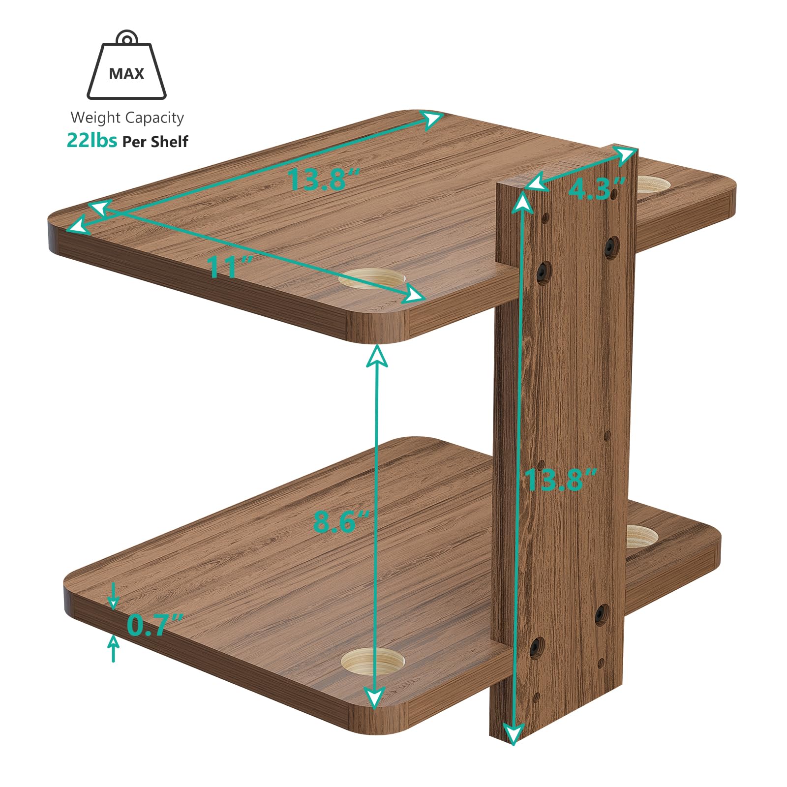 Foto 4 pulgar | Estante Flotante Para Tv Wali Cs202n Con Capacidad Para Hasta 10 Kg, 2 Estantes - Venta Internacional.