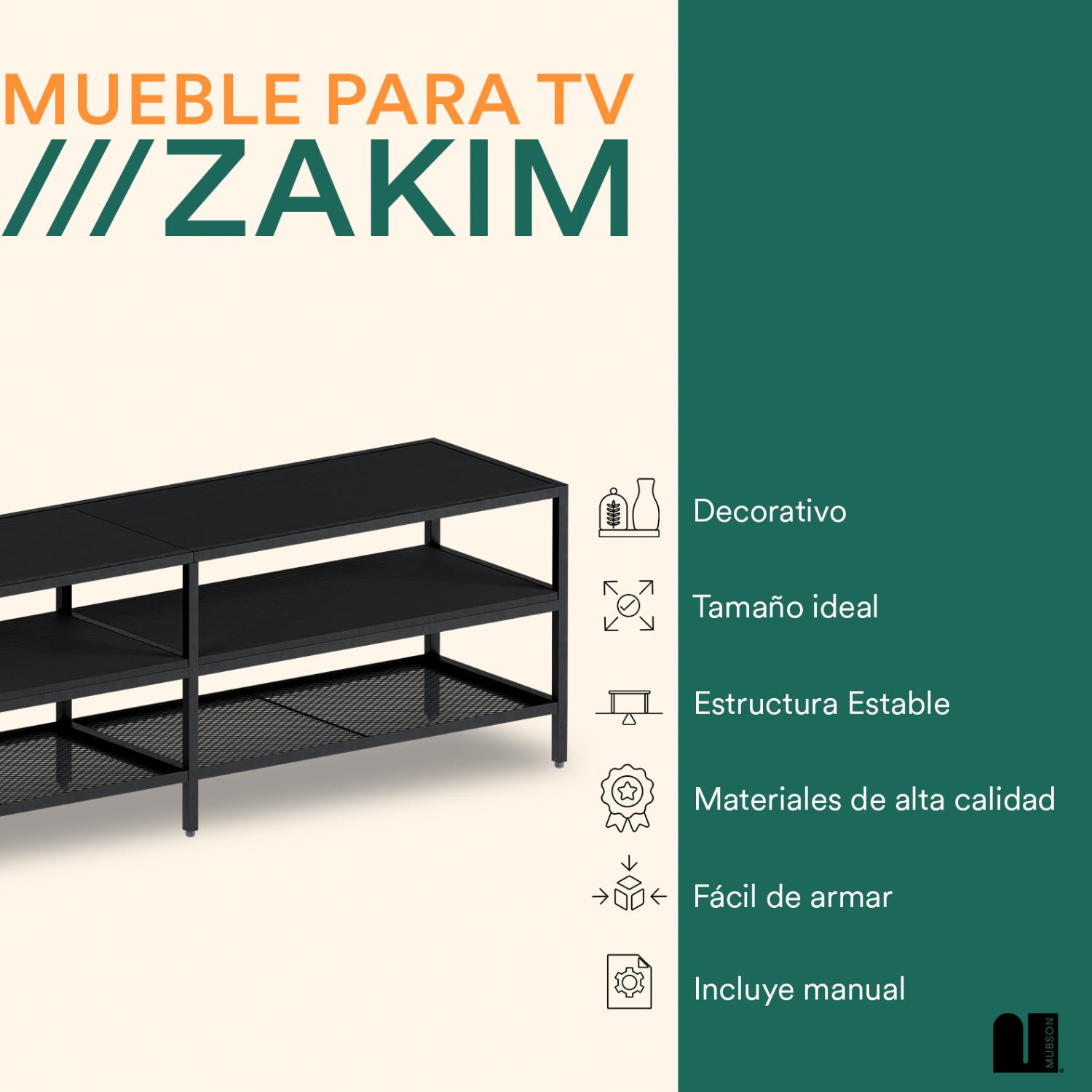 Foto 3 pulgar | Mueble Para Tv Mubson Zakim Negro Centro De Entretenimiento