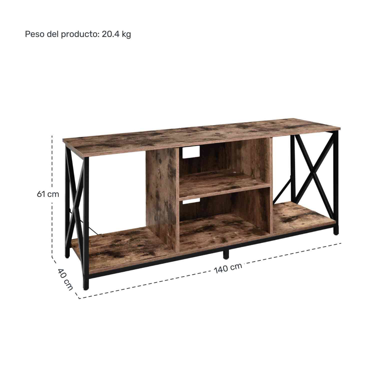 Foto 7 pulgar | Mueble Tv Rack & Pack 1.40 m 3 Niveles Cafe