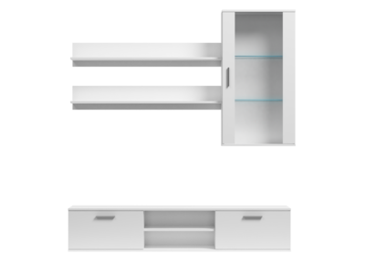 Foto 1 | Mueble De Tv Color Blanco De 2 Partes Para Tv De Hasta 75 Pulgadas Con Estructura De Madera Industrial