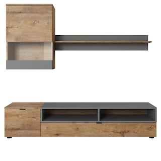 Foto 1 | Mueble De Tv Color Gris Y Madera De 2 Partes Para Tv De Hasta 75 Con Pulgadas Estructura De Madera Industrial