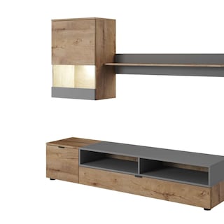 Foto 2 | Mueble De Tv Color Gris Y Madera De 2 Partes Para Tv De Hasta 75 Con Pulgadas Estructura De Madera Industrial