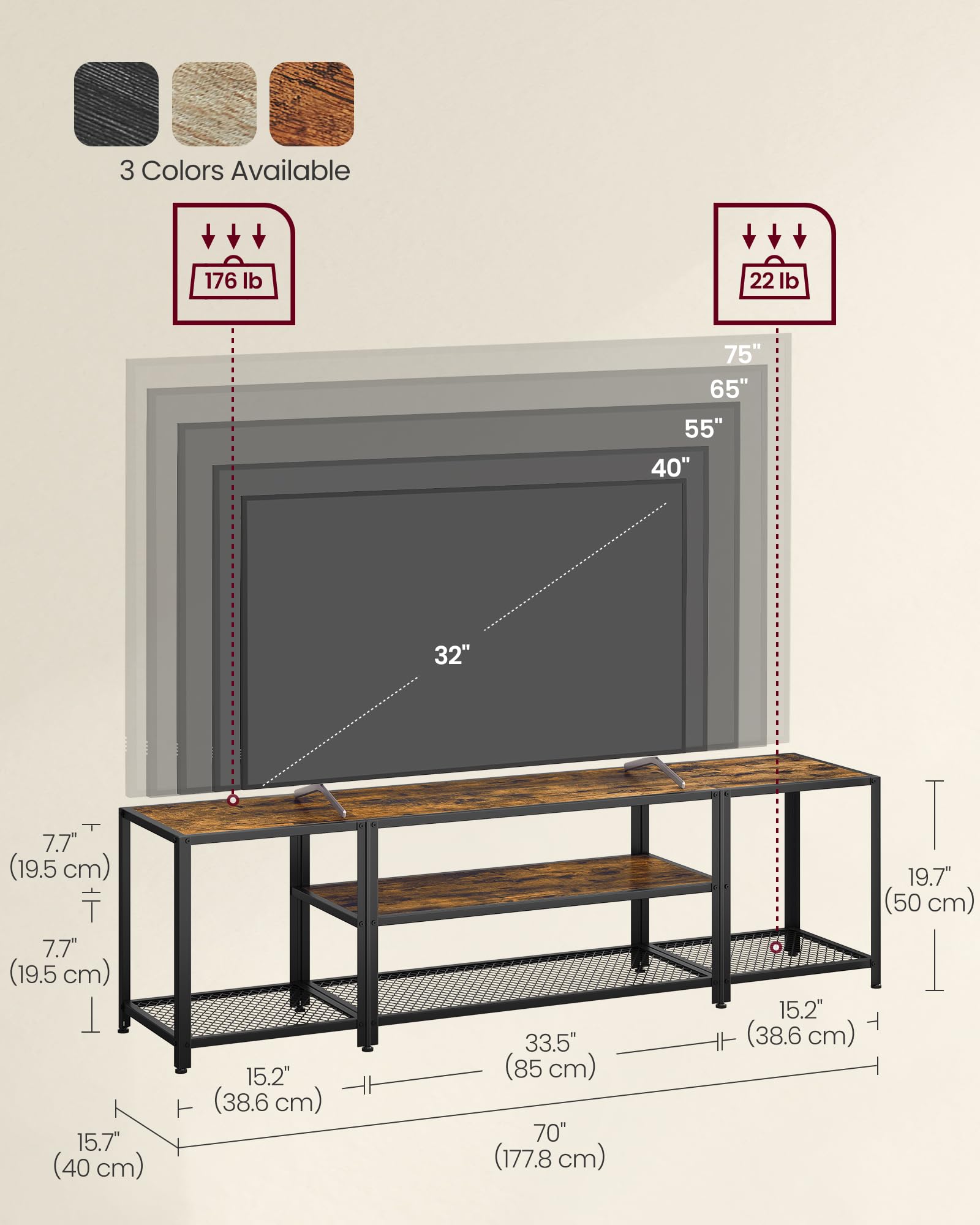 Foto 5 | Mesa para Tv Vasagle Marrón